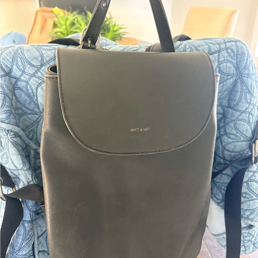 Matt & Nat Black Vegan Leather Backpack with Top Handle